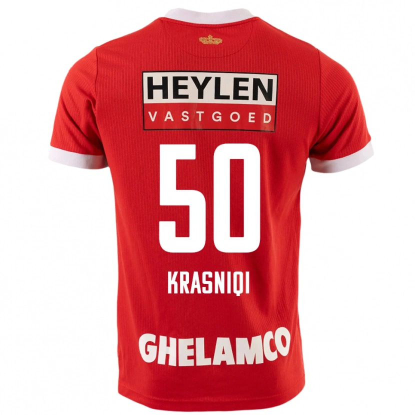 Danxen Kinder Laurit Krasniqi #50 Rot Weiß Heimtrikot Trikot 2025/26 T-Shirt Schweiz