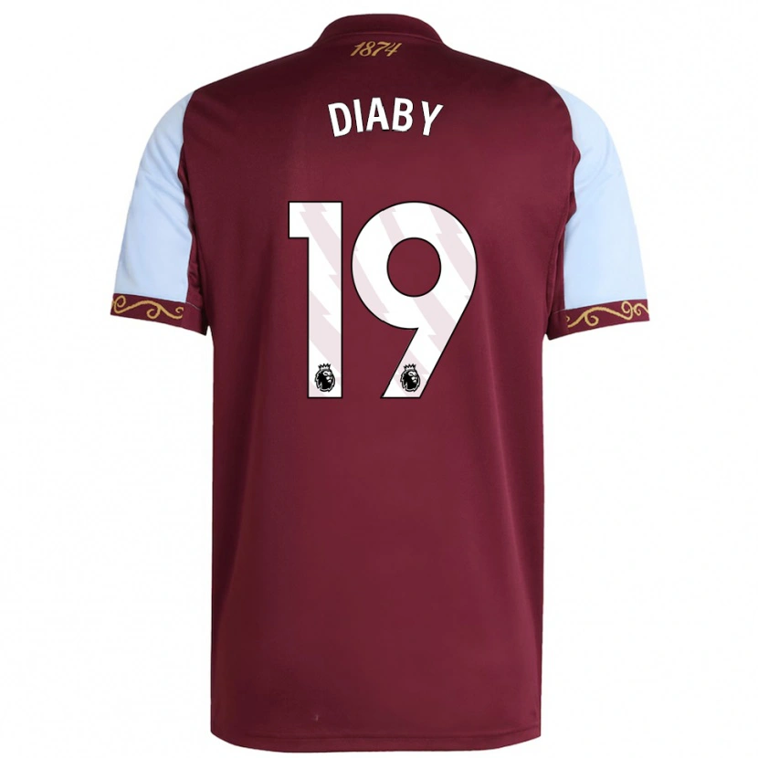 Danxen Kinder Moussa Diaby #19 Burgunderrot Himmelblau Heimtrikot Trikot 2025/26 T-Shirt Schweiz