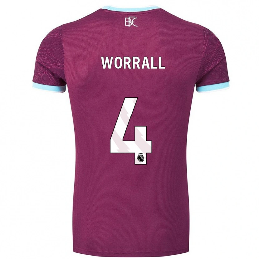 Danxen Kinder Joe Worrall #4 Burgunderrot Himmelblau Heimtrikot Trikot 2025/26 T-Shirt Schweiz