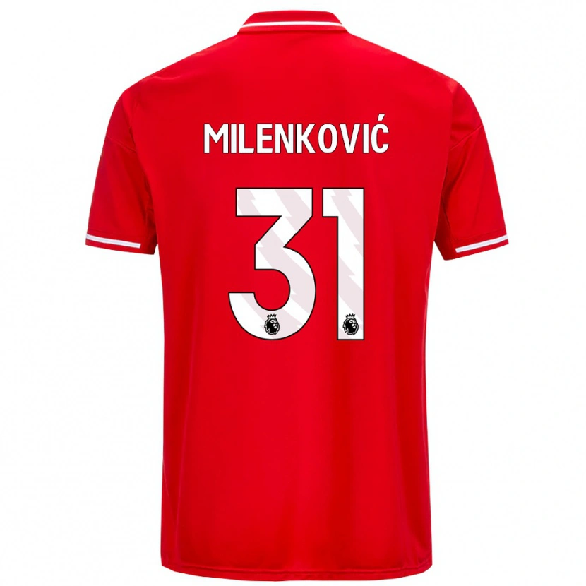Danxen Kinder Nikola Milenković #31 Rot Weiß Heimtrikot Trikot 2025/26 T-Shirt Schweiz
