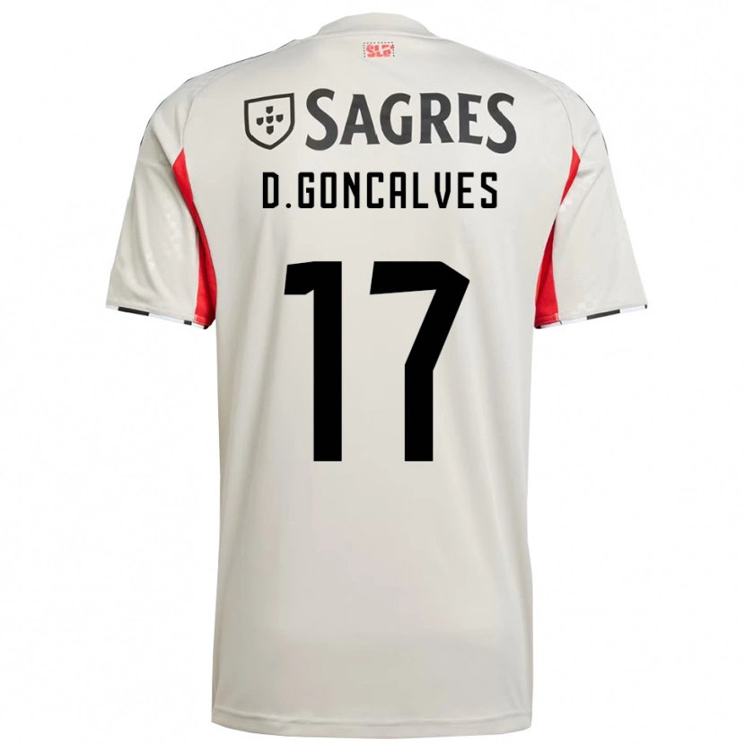 Danxen Kinder Diogo Goncalves #17 Creme Weiß Rot Auswärtstrikot Trikot 2025/26 T-Shirt Schweiz
