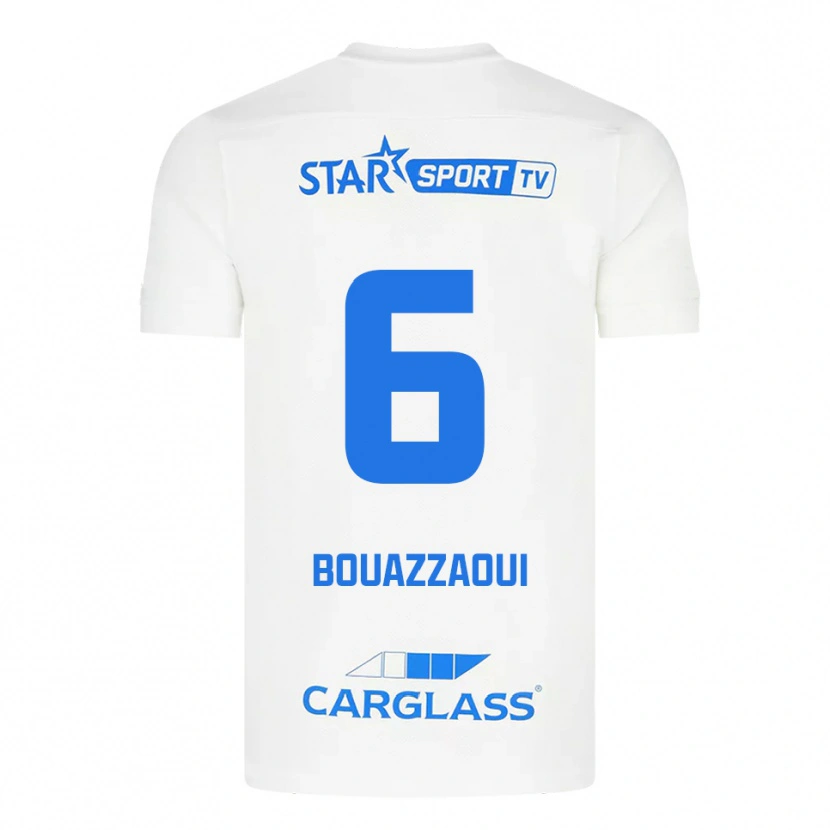 Danxen Kinder Ilyas Bouazzaoui #6 Weiß Blau Auswärtstrikot Trikot 2025/26 T-Shirt Schweiz