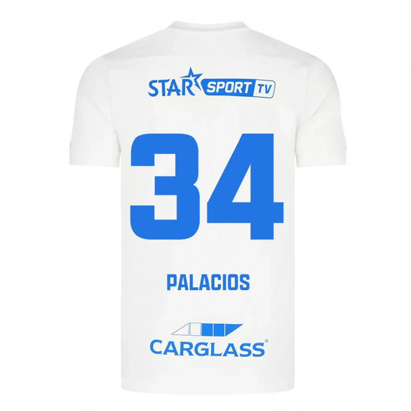 Danxen Kinder Adrián Palacios #34 Weiß Blau Auswärtstrikot Trikot 2025/26 T-Shirt Schweiz