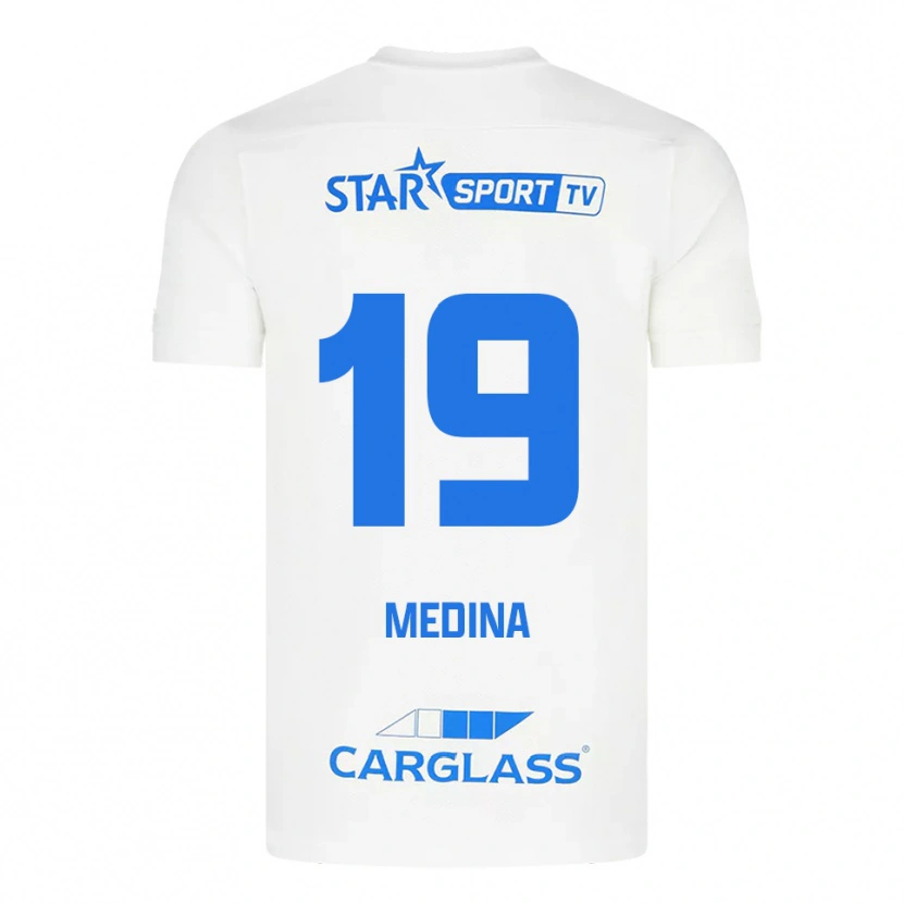 Danxen Kinder Yaimar Medina #19 Weiß Blau Auswärtstrikot Trikot 2025/26 T-Shirt Schweiz