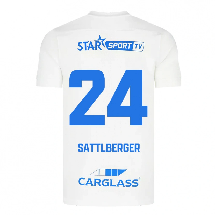 Danxen Kinder Nikolas Sattlberger #24 Weiß Blau Auswärtstrikot Trikot 2025/26 T-Shirt Schweiz