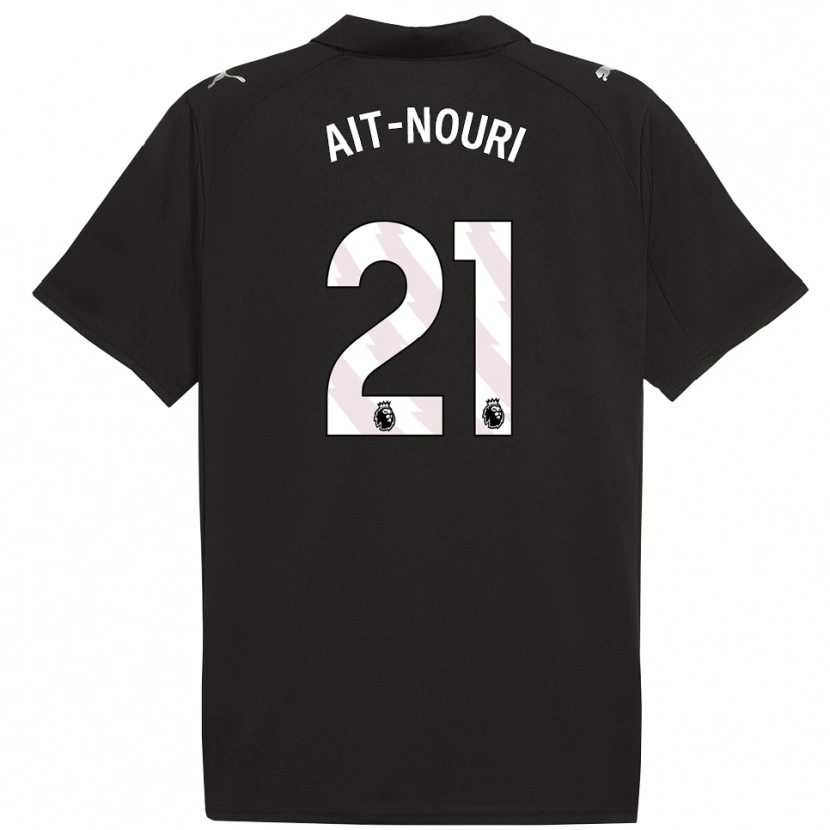 Danxen Kinder Rayan Aït-Nouri #21 Schwarz Weiß Auswärtstrikot Trikot 2025/26 T-Shirt Schweiz