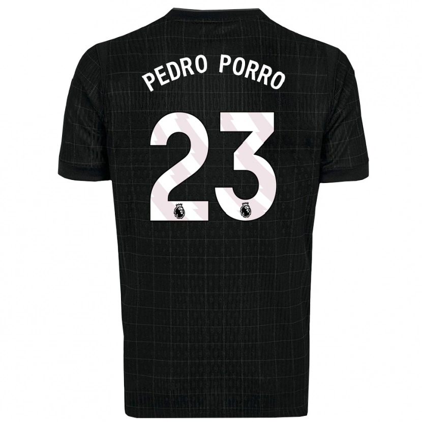 Danxen Kinder Pedro Porro #23 Schwarz Grau Auswärtstrikot Trikot 2025/26 T-Shirt Schweiz