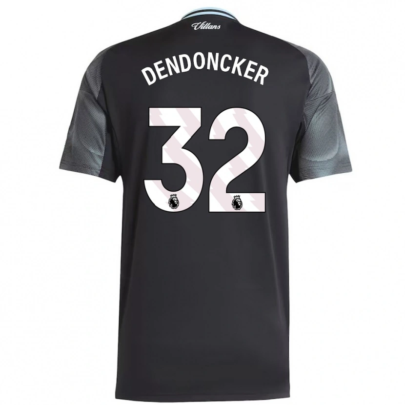 Danxen Kinder Leander Dendoncker #32 Schwarz Himmelblau Auswärtstrikot Trikot 2025/26 T-Shirt Schweiz