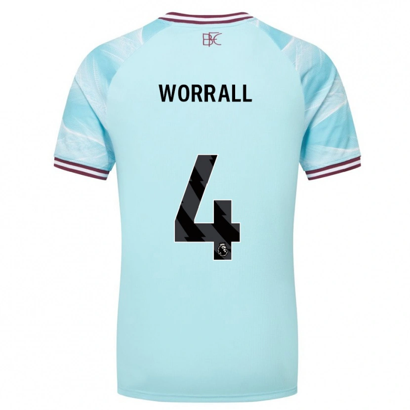 Danxen Kinder Joe Worrall #4 Himmelblau Burgunderrot Auswärtstrikot Trikot 2025/26 T-Shirt Schweiz
