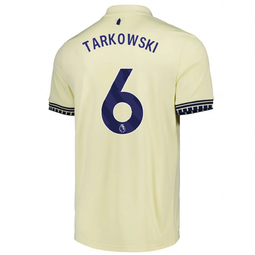 Danxen Kinder James Tarkowski #6 Creme Weiß Schwarz Auswärtstrikot Trikot 2025/26 T-Shirt Schweiz