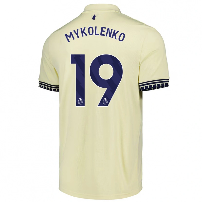 Danxen Kinder Vitaliy Mykolenko #19 Creme Weiß Schwarz Auswärtstrikot Trikot 2025/26 T-Shirt Schweiz
