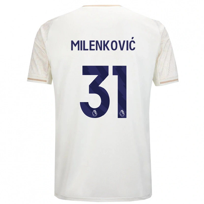 Danxen Kinder Nikola Milenković #31 Creme Weiß Schwarz Auswärtstrikot Trikot 2025/26 T-Shirt Schweiz