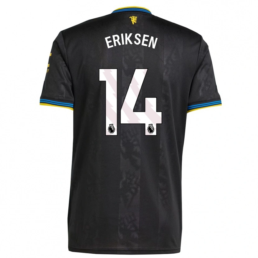Danxen Kinder Christian Eriksen #14 Schwarz Gelb Blau Ausweichtrikot Trikot 2025/26 T-Shirt Schweiz