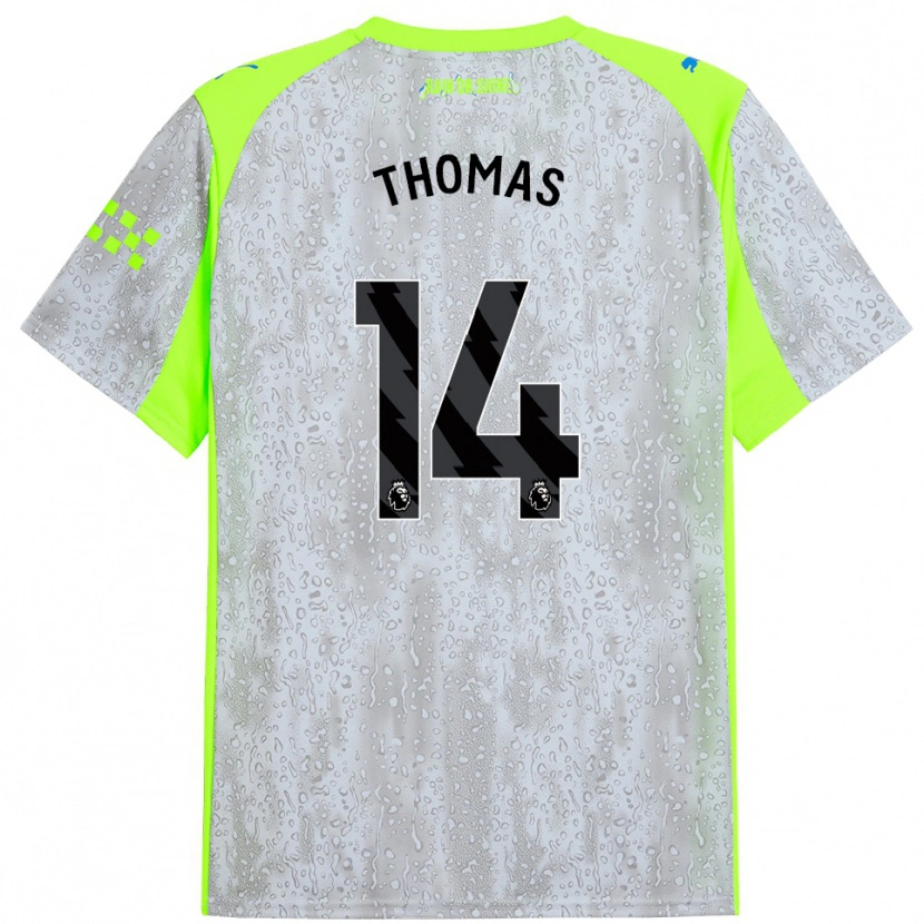 Danxen Kinder Rhys Thomas #14 Grau Gelb Ausweichtrikot Trikot 2025/26 T-Shirt Schweiz