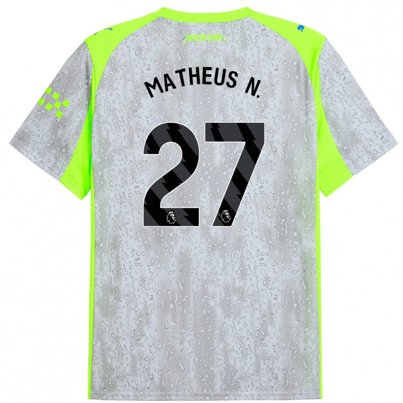 Danxen Kinder Matheus Nunes #27 Grau Gelb Ausweichtrikot Trikot 2025/26 T-Shirt Schweiz