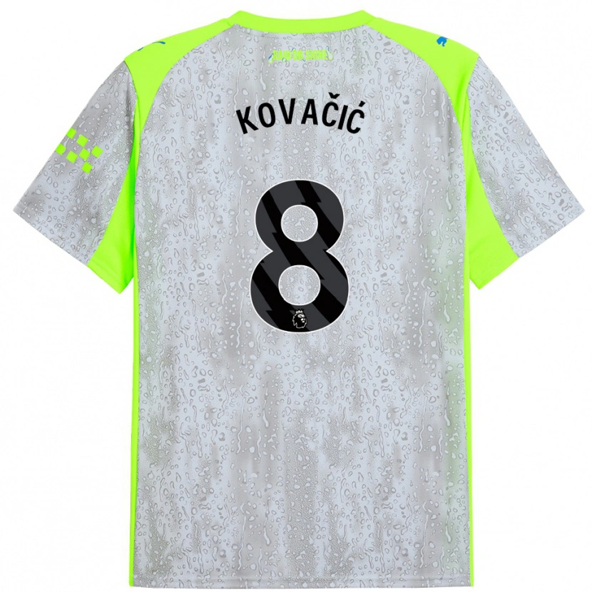 Danxen Kinder Mateo Kovacic #8 Grau Gelb Ausweichtrikot Trikot 2025/26 T-Shirt Schweiz