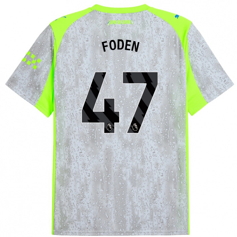 Danxen Kinder Phil Foden #47 Grau Gelb Ausweichtrikot Trikot 2025/26 T-Shirt Schweiz