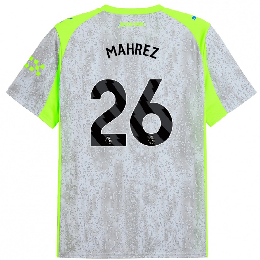 Danxen Kinder Riyad Mahrez #26 Grau Gelb Ausweichtrikot Trikot 2025/26 T-Shirt Schweiz