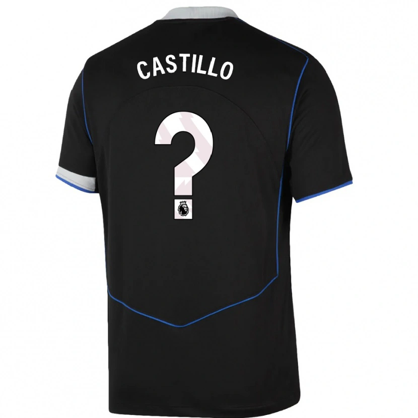 Danxen Kinder Juan Castillo #0 Schwarz Blau Silber Ausweichtrikot Trikot 2025/26 T-Shirt Schweiz