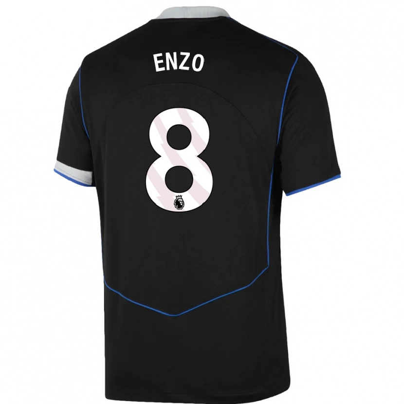 Danxen Kinder Enzo Fernández #8 Schwarz Blau Silber Ausweichtrikot Trikot 2025/26 T-Shirt Schweiz