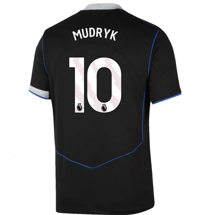 Danxen Kinder Mykhaylo Mudryk #10 Schwarz Blau Silber Ausweichtrikot Trikot 2025/26 T-Shirt Schweiz