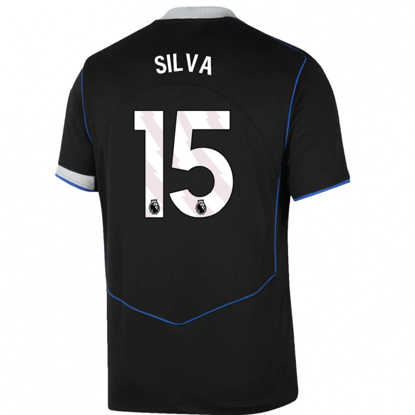 Danxen Kinder Isaac Silva #15 Schwarz Blau Silber Ausweichtrikot Trikot 2025/26 T-Shirt Schweiz