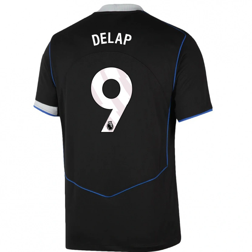 Danxen Kinder Liam Delap #9 Schwarz Blau Silber Ausweichtrikot Trikot 2025/26 T-Shirt Schweiz