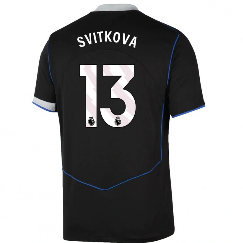 Danxen Kinder Katerina Svitkova #13 Schwarz Blau Silber Ausweichtrikot Trikot 2025/26 T-Shirt Schweiz