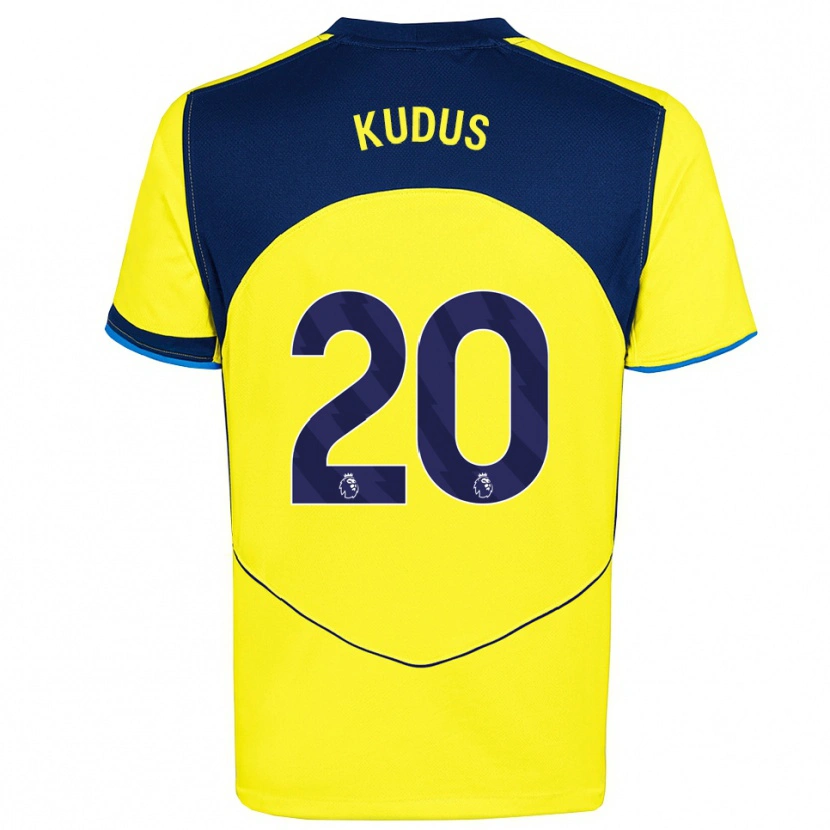 Danxen Kinder Mohammed Kudus #20 Gelb Marineblau Ausweichtrikot Trikot 2025/26 T-Shirt Schweiz
