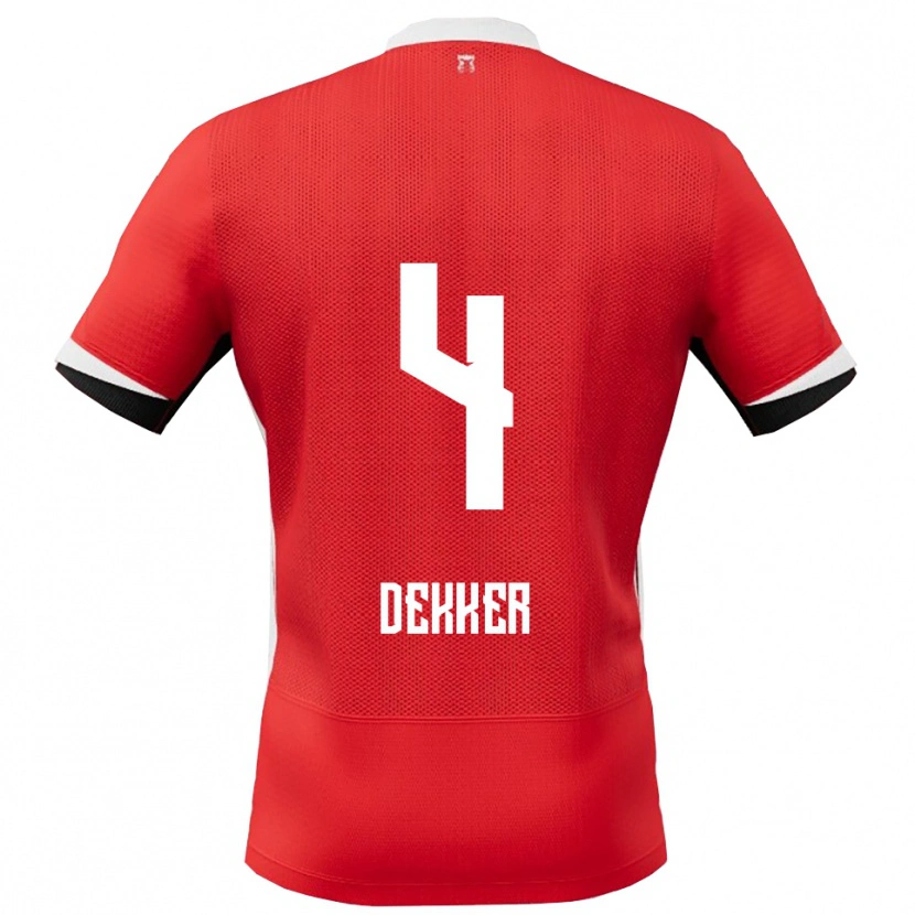 Danxen Herren Maxim Dekker #4 Rot Weiß Heimtrikot Trikot 2025/26 T-Shirt Schweiz