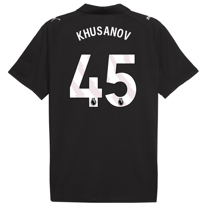 Danxen Herren Abdukodir Khusanov #45 Schwarz Weiß Auswärtstrikot Trikot 2025/26 T-Shirt Schweiz
