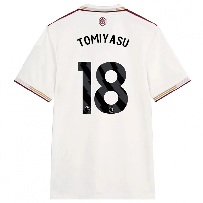 Danxen Herren Takehiro Tomiyasu #18 Creme Weiß Burgunderrot Ausweichtrikot Trikot 2025/26 T-Shirt Schweiz