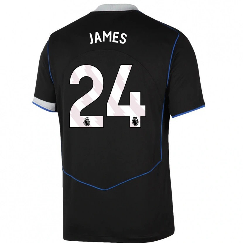 Danxen Herren Reece James #24 Schwarz Blau Silber Ausweichtrikot Trikot 2025/26 T-Shirt Schweiz