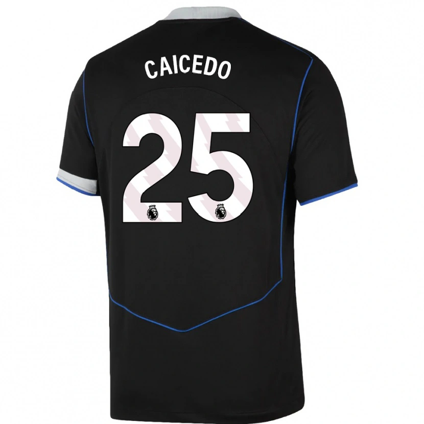 Danxen Herren Moisés Caicedo #25 Schwarz Blau Silber Ausweichtrikot Trikot 2025/26 T-Shirt Schweiz
