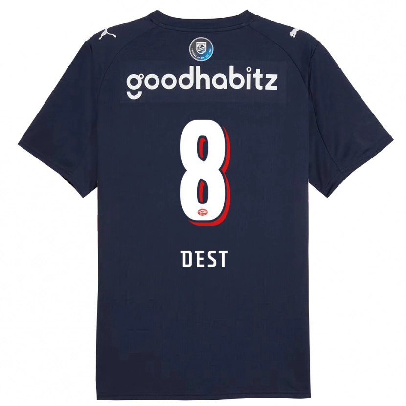 Danxen Damen Sergiño Dest #8 Marine Weiß Auswärtstrikot Trikot 2025/26 T-Shirt Schweiz