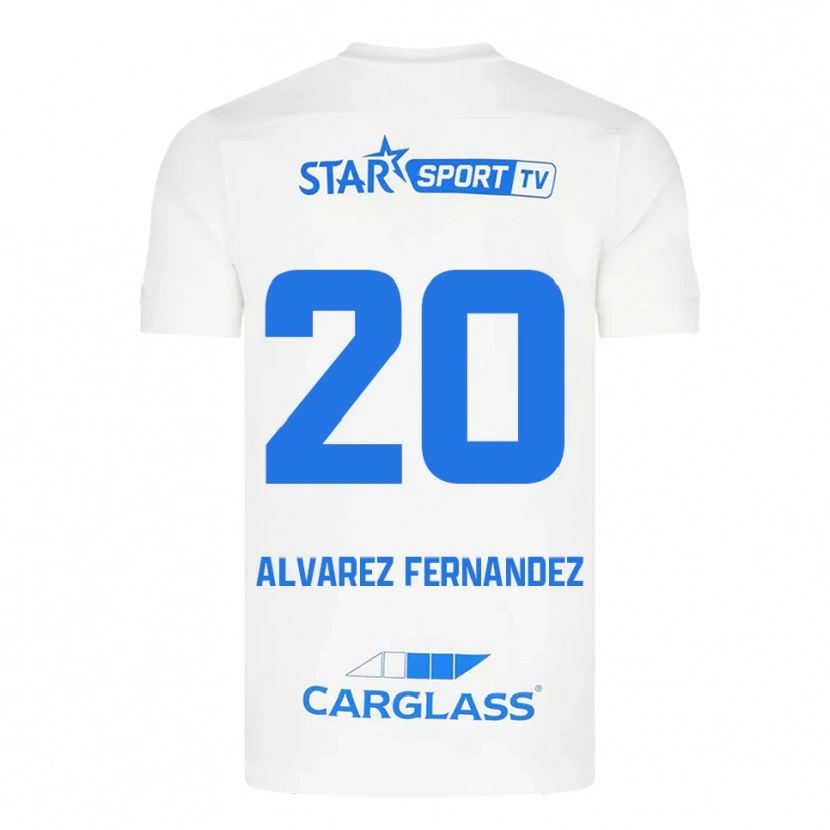 Danxen Damen Loïc Alvarez Fernandez #20 Weiß Blau Auswärtstrikot Trikot 2025/26 T-Shirt Schweiz