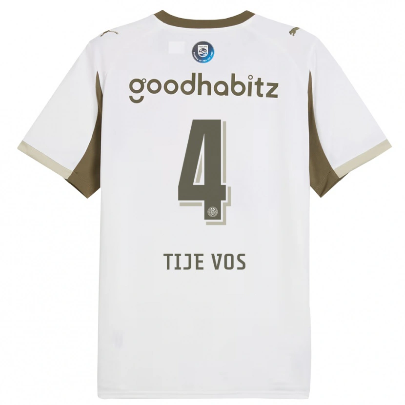 Danxen Damen Tije Vos #4 Weiß Grau Ausweichtrikot Trikot 2025/26 T-Shirt Schweiz