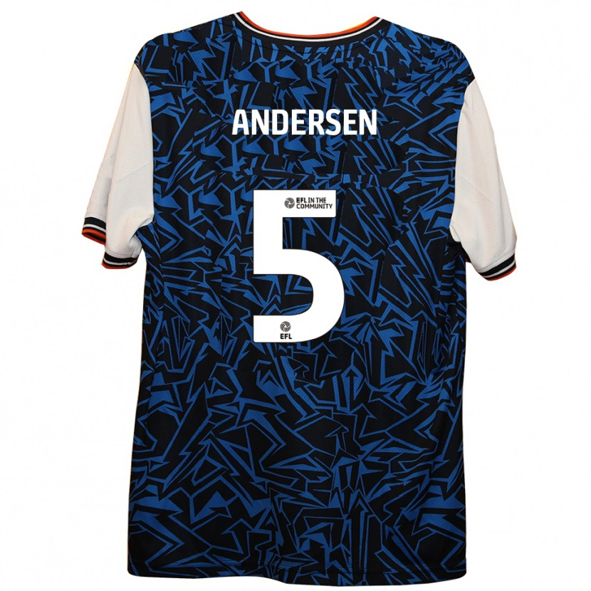 Danxen Kinder Mads Andersen #5 Blau Schwarz Weiß Auswärtstrikot Trikot 2025/26 T-Shirt Schweiz