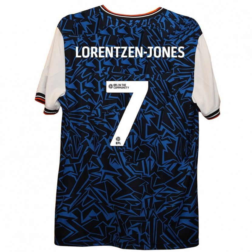 Danxen Kinder Jack Lorentzen-Jones #7 Blau Schwarz Weiß Auswärtstrikot Trikot 2025/26 T-Shirt Schweiz
