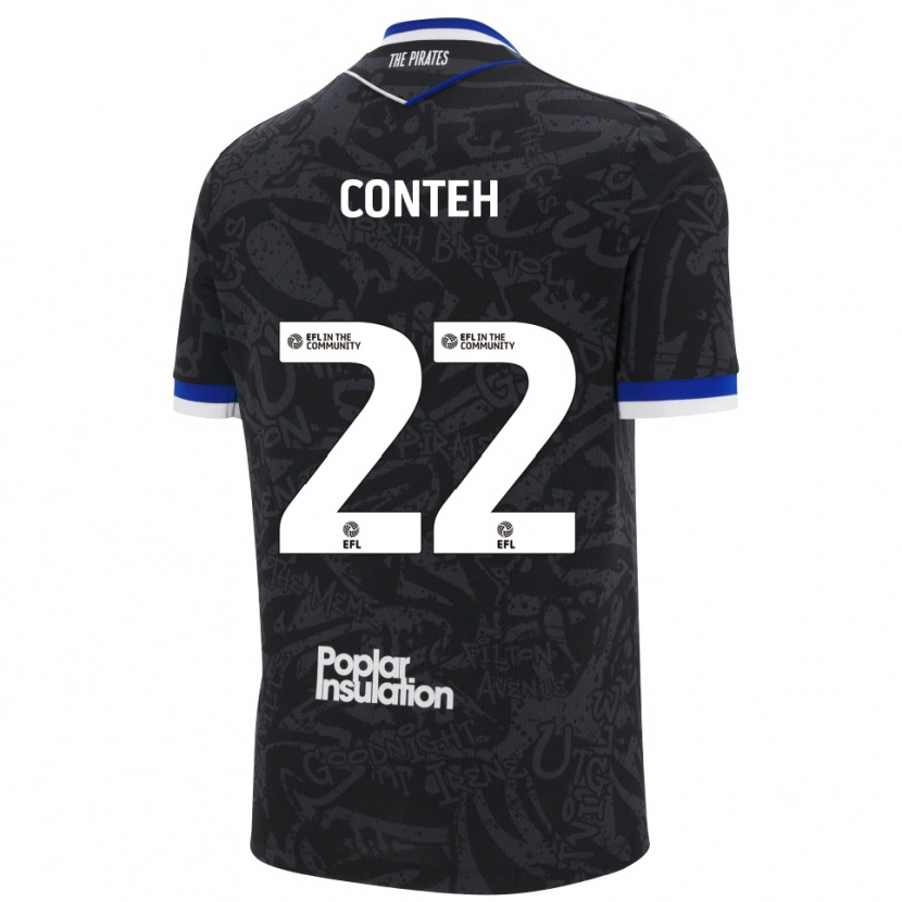Danxen Kinder Kamil Conteh #22 Schwarz Weiß Auswärtstrikot Trikot 2025/26 T-Shirt Schweiz