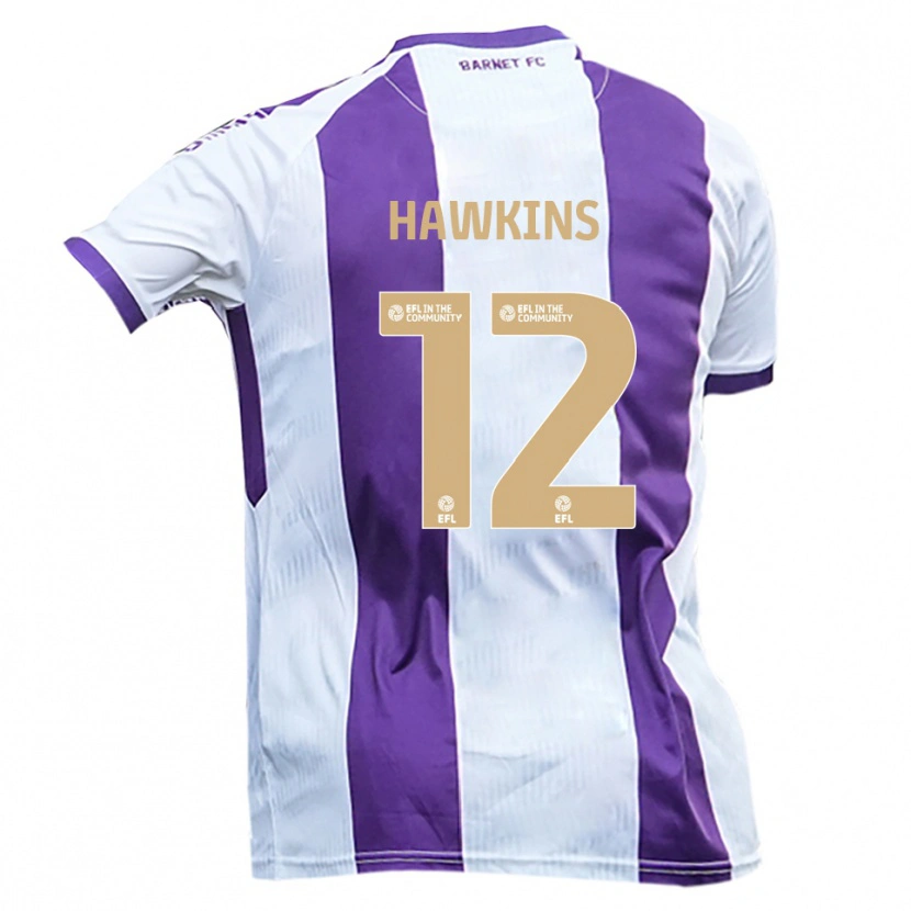 Danxen Kinder Oli Hawkins #12 Weiß Lila Auswärtstrikot Trikot 2025/26 T-Shirt Schweiz
