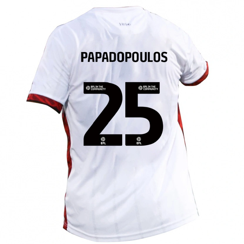 Danxen Kinder Antony Papadopoulos #25 Weiß Rot Schwarz Auswärtstrikot Trikot 2025/26 T-Shirt Schweiz