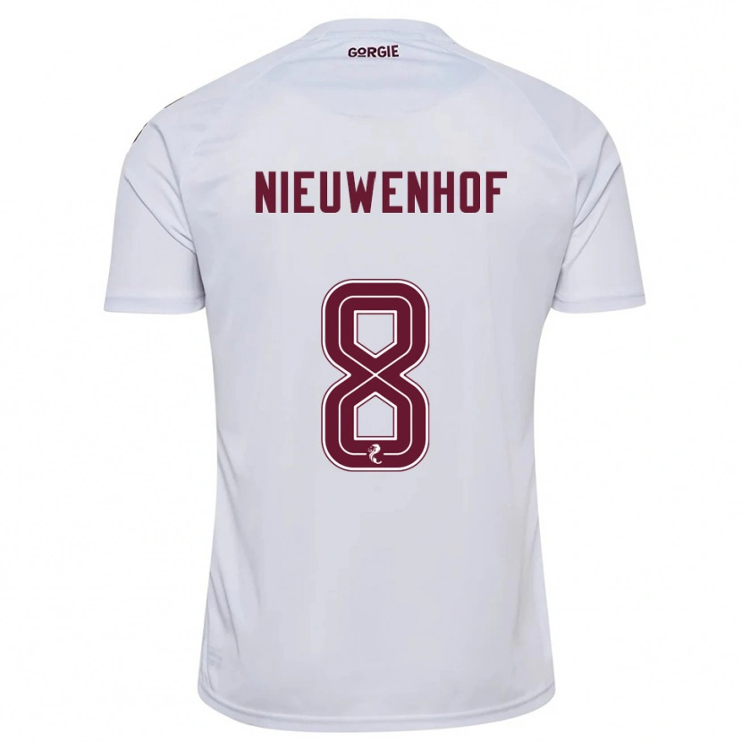 Danxen Kinder Calem Nieuwenhof #8 Weiß Burgunderrot Auswärtstrikot Trikot 2025/26 T-Shirt Schweiz