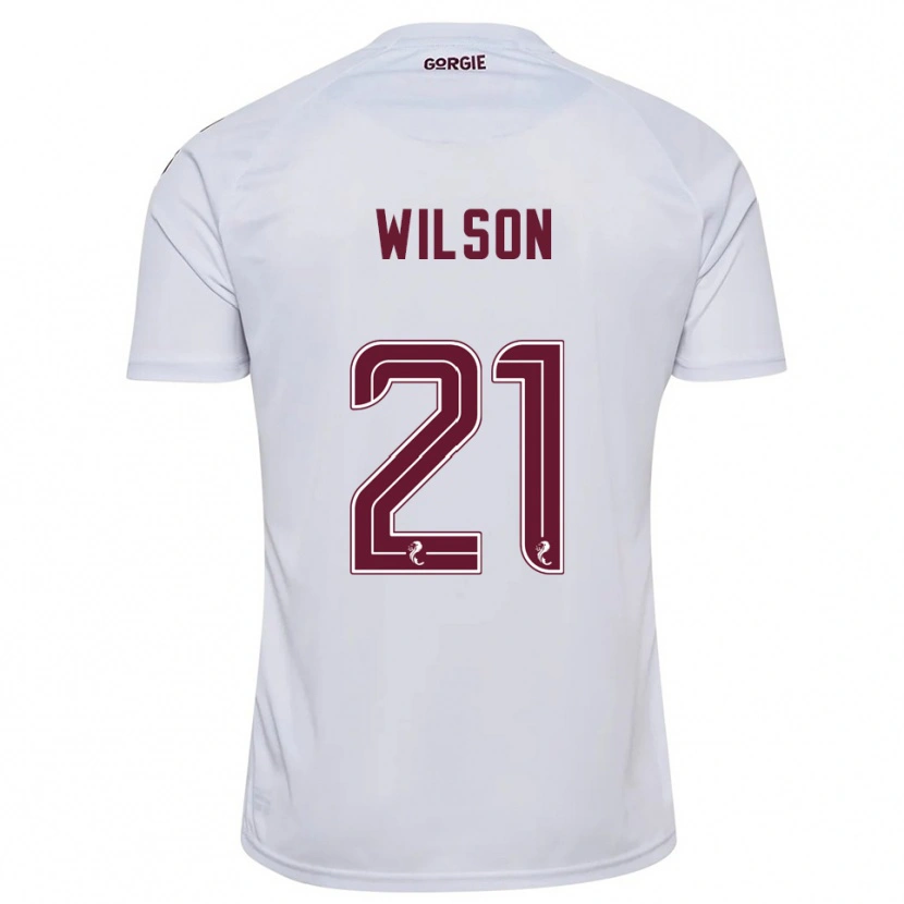 Danxen Kinder James Wilson #21 Weiß Burgunderrot Auswärtstrikot Trikot 2025/26 T-Shirt Schweiz