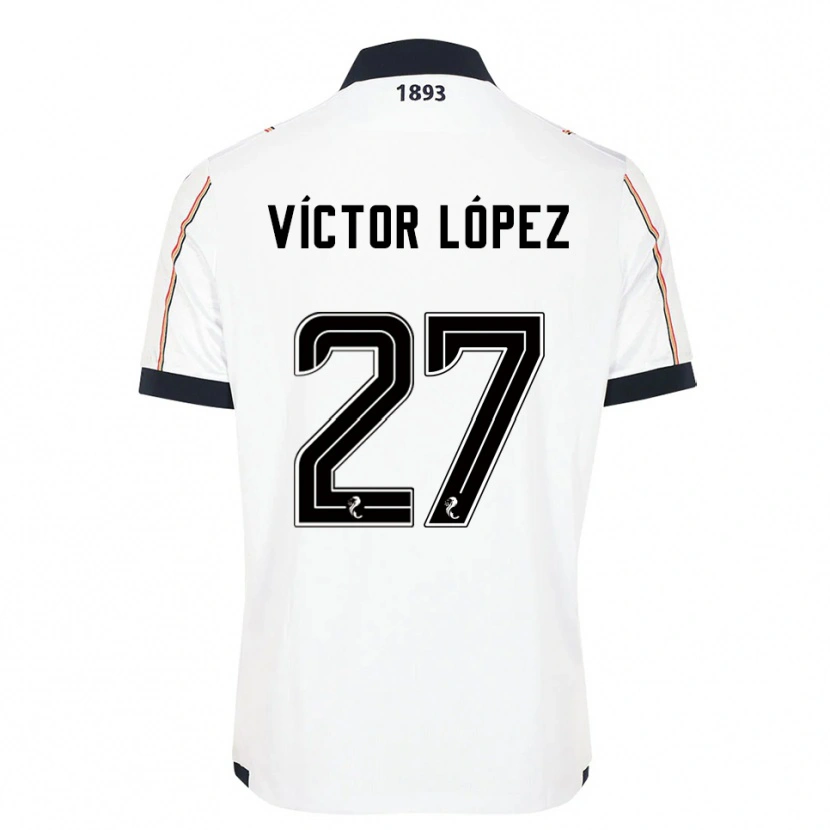 Danxen Kinder Víctor López #27 Weiß Marine Rot Auswärtstrikot Trikot 2025/26 T-Shirt Schweiz