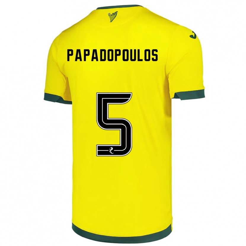 Danxen Kinder Stacey Papadopoulos #5 Gelb Grün Auswärtstrikot Trikot 2025/26 T-Shirt Schweiz