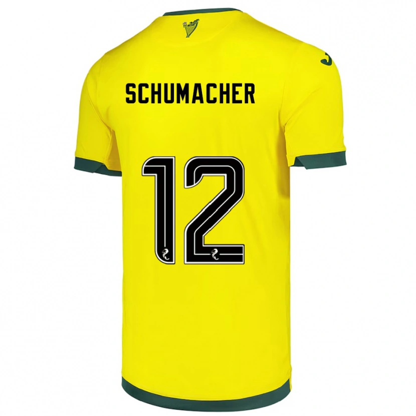 Danxen Kinder Noa Schumacher #12 Gelb Grün Auswärtstrikot Trikot 2025/26 T-Shirt Schweiz