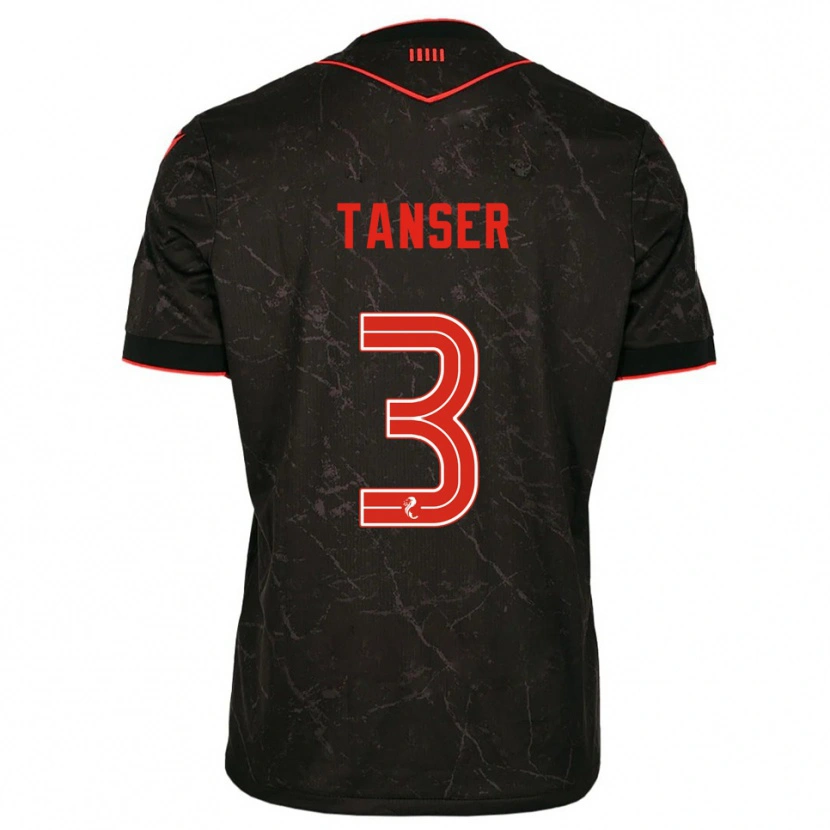 Danxen Kinder Scott Tanser #3 Schwarz Rot Auswärtstrikot Trikot 2025/26 T-Shirt Schweiz