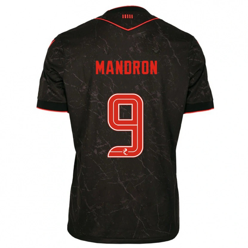 Danxen Kinder Mikael Mandron #9 Schwarz Rot Auswärtstrikot Trikot 2025/26 T-Shirt Schweiz