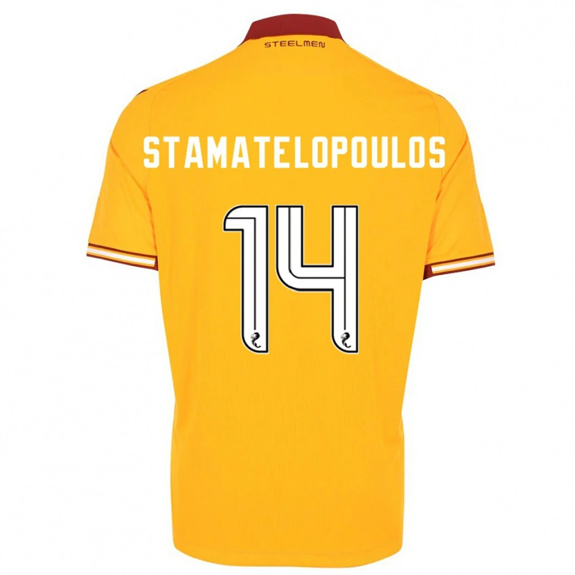 Danxen Herren Apostolos Stamatelopoulos #14 Gelb Burgunderrot Heimtrikot Trikot 2025/26 T-Shirt Schweiz